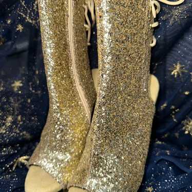 Pleaser gold sparkle heels - image 1