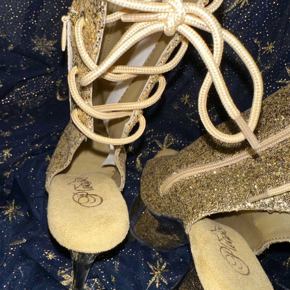 Pleaser gold sparkle heels - image 5