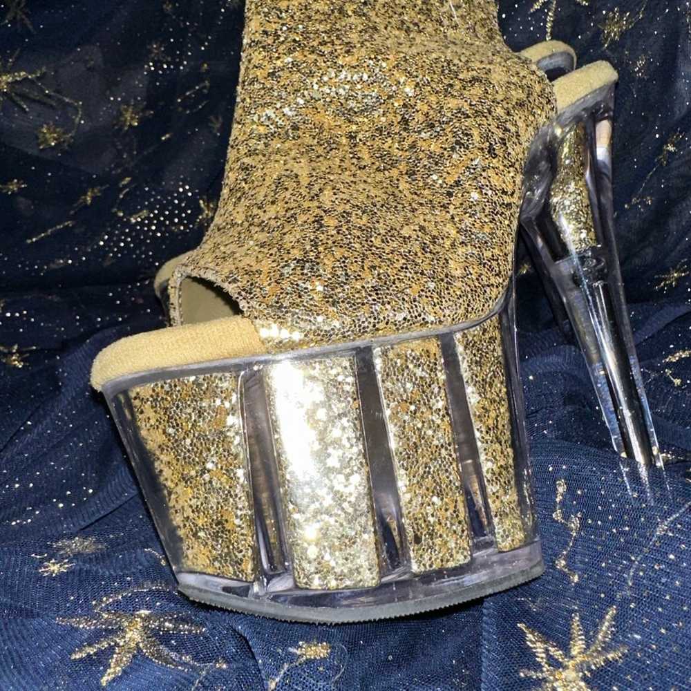 Pleaser gold sparkle heels - image 6