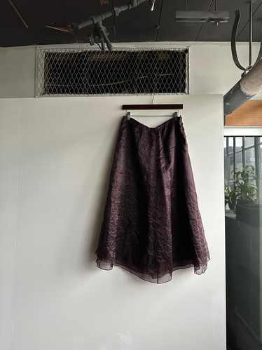 Eileen Fisher Brown Silk Crinkle Skirt