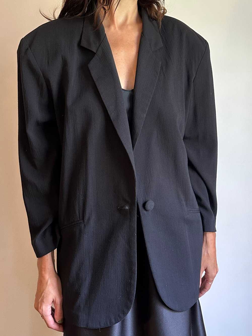 Vintage Black Exaggerated Shoulder Pad Blazer - image 4