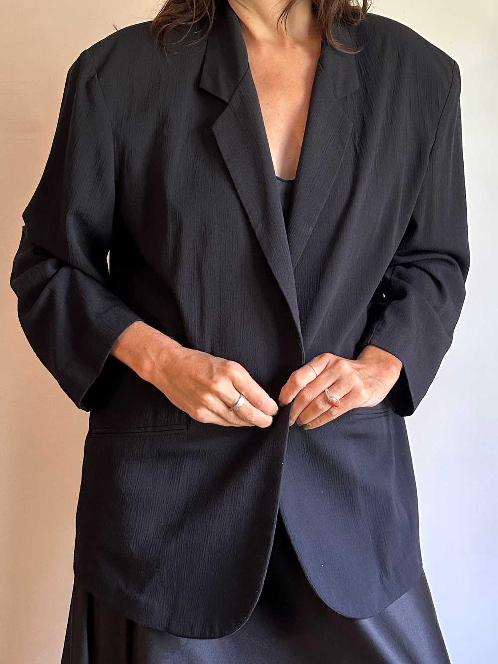 Vintage Black Exaggerated Shoulder Pad Blazer - image 5