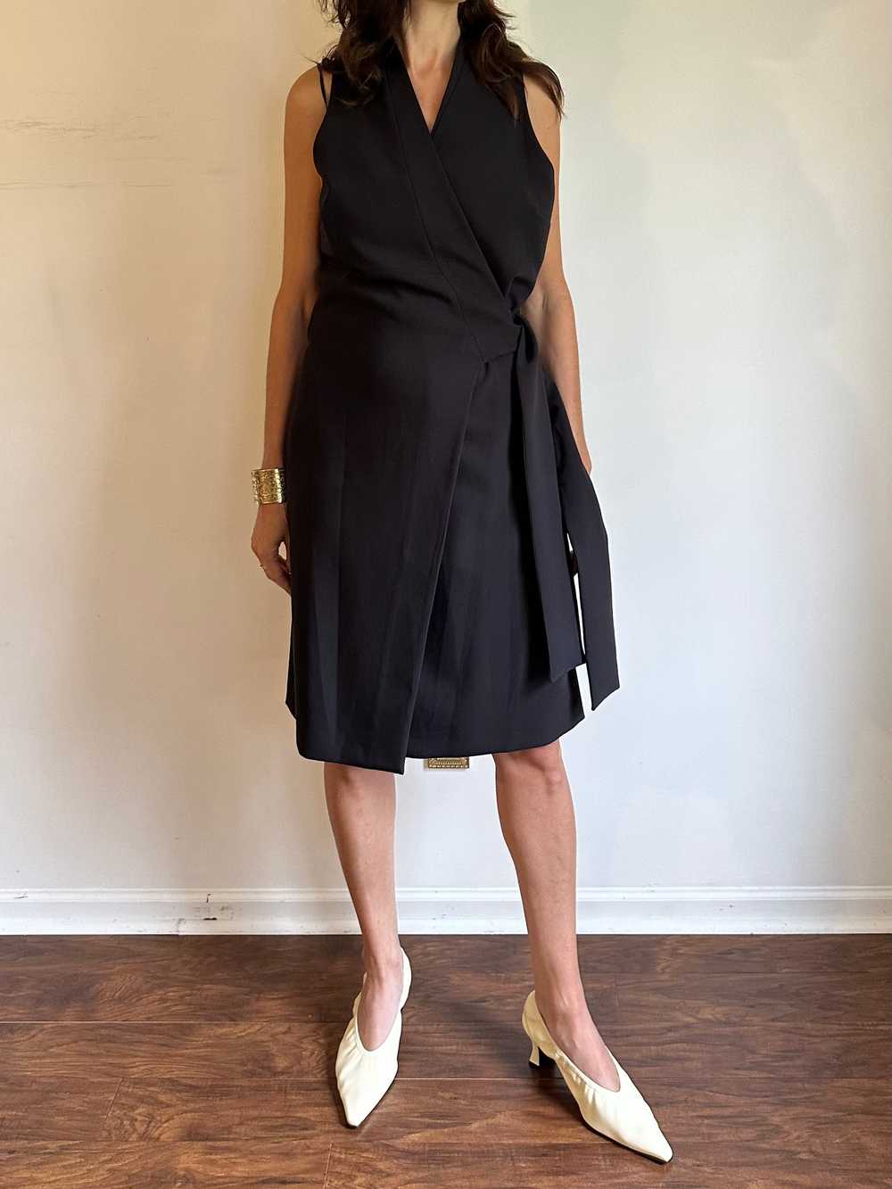 Donna Karen Black Wrap Halter Dress - image 4