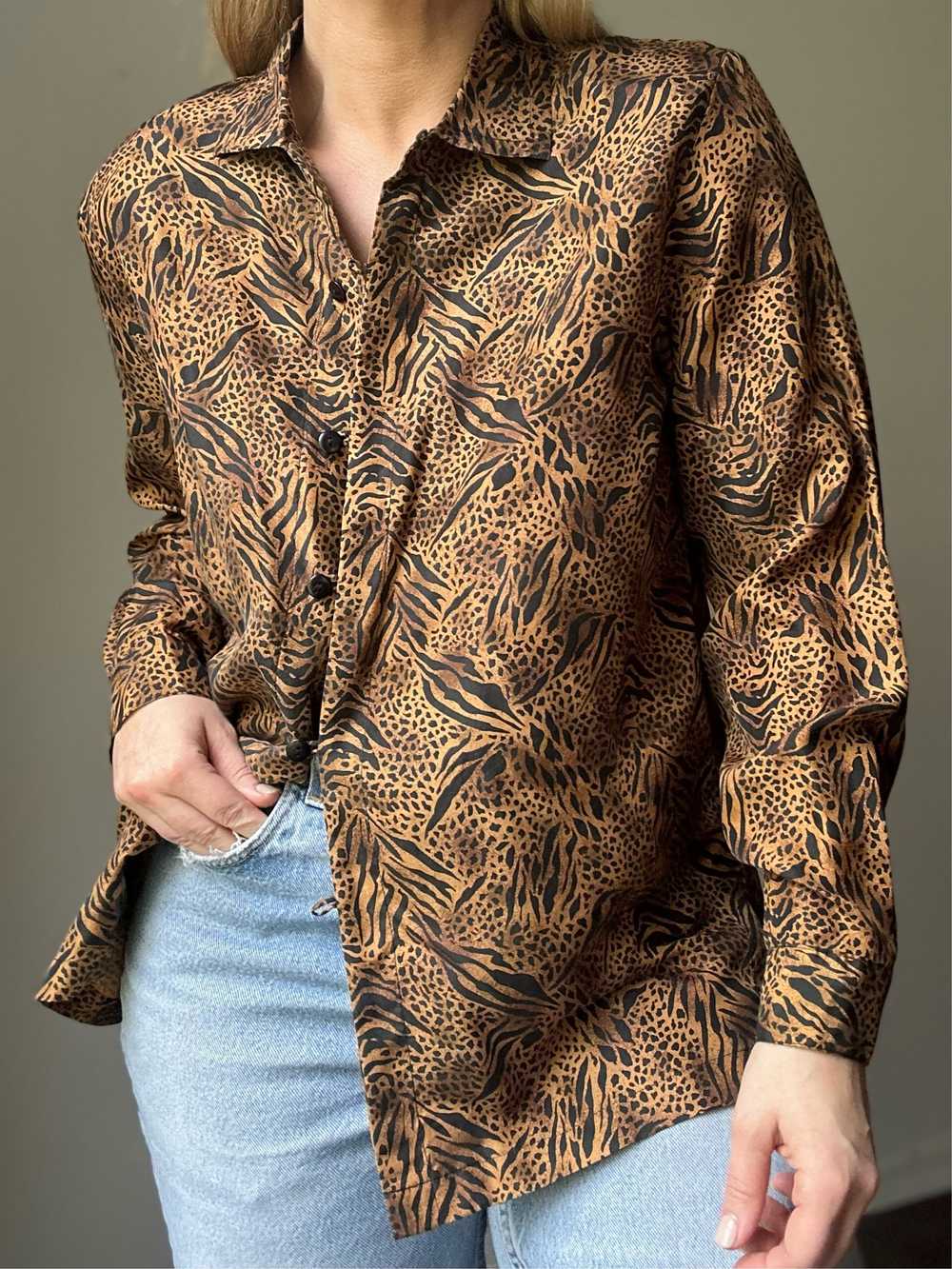 Vintage Silk Cheetah Shirt - image 2