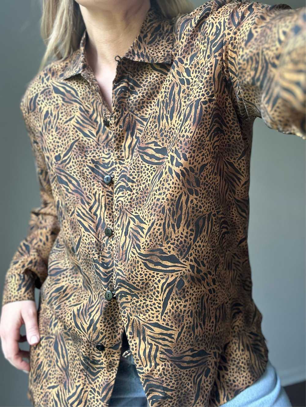 Vintage Silk Cheetah Shirt - image 3