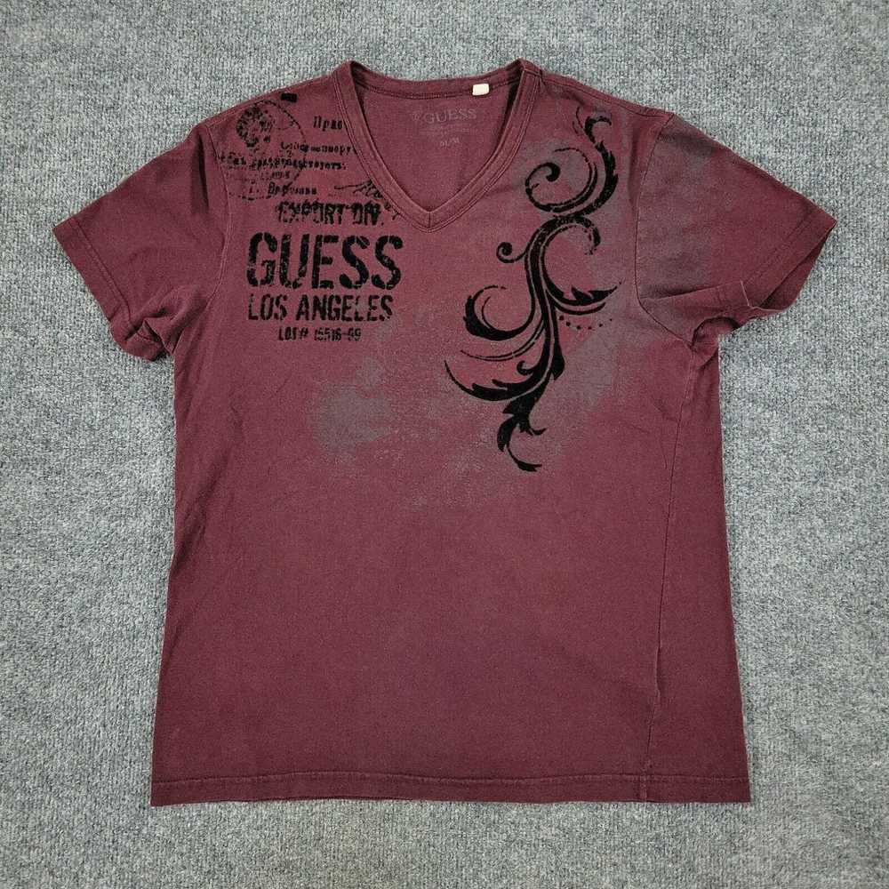 Guess Guess Shirt Men's Medium Red Burgundy Los A… - image 1