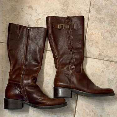 Nicole brown leather riding boots