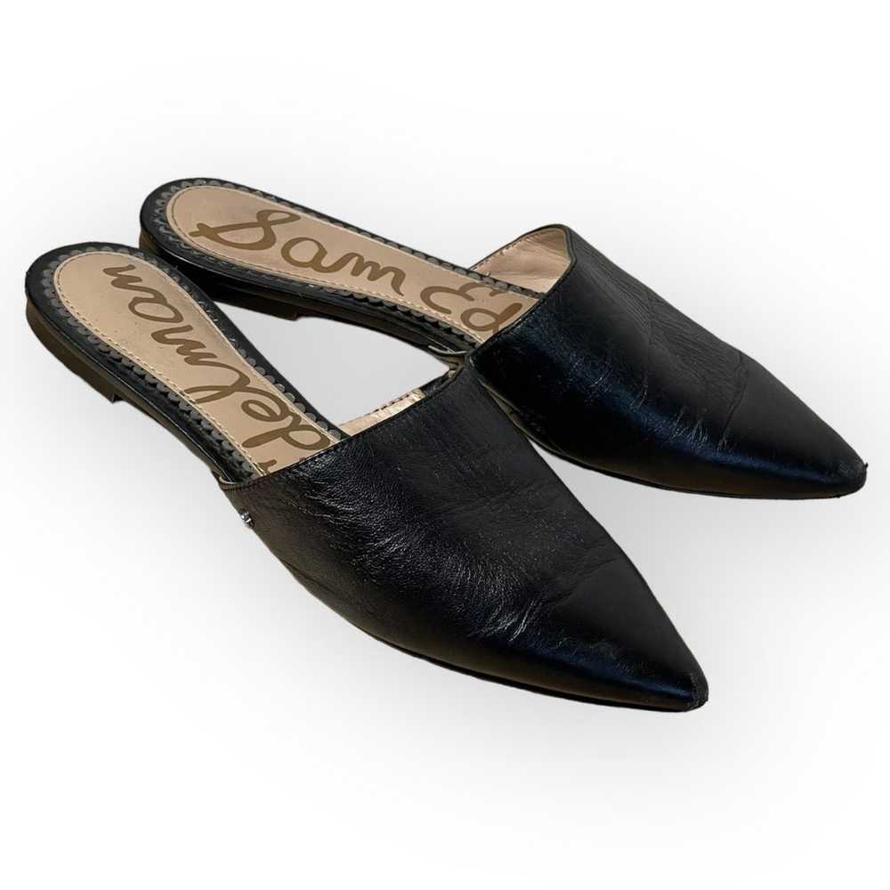 Sam Edelman RUMI Slide Flat Shoes Black Leather P… - image 1
