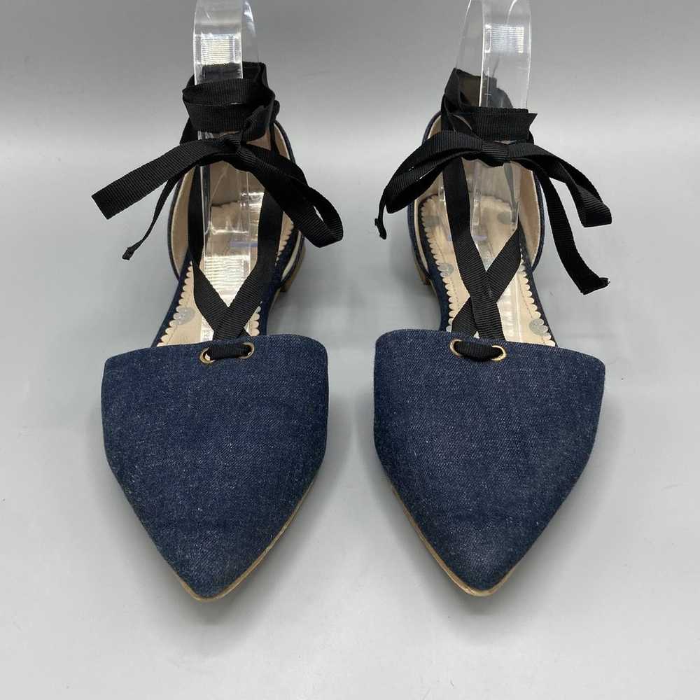 Boden Florence Flats 8 US Denim Pointed Toe Wrap … - image 2