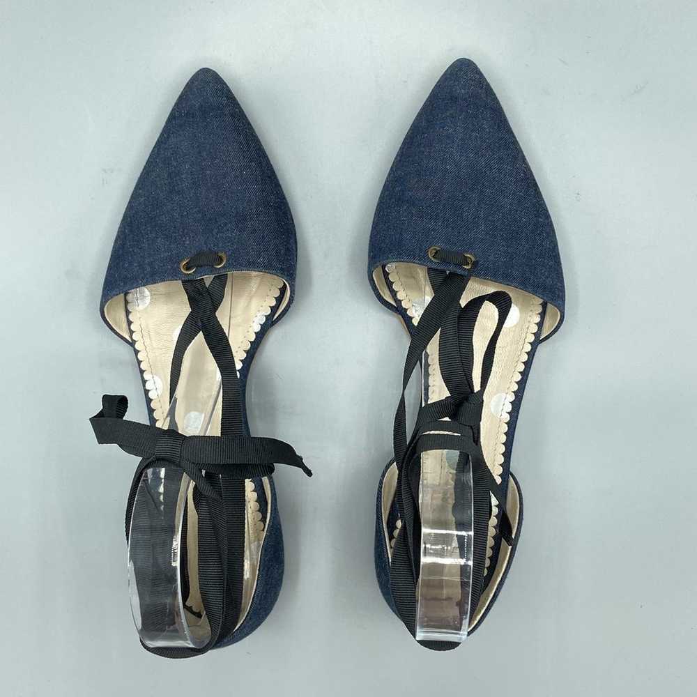 Boden Florence Flats 8 US Denim Pointed Toe Wrap … - image 3