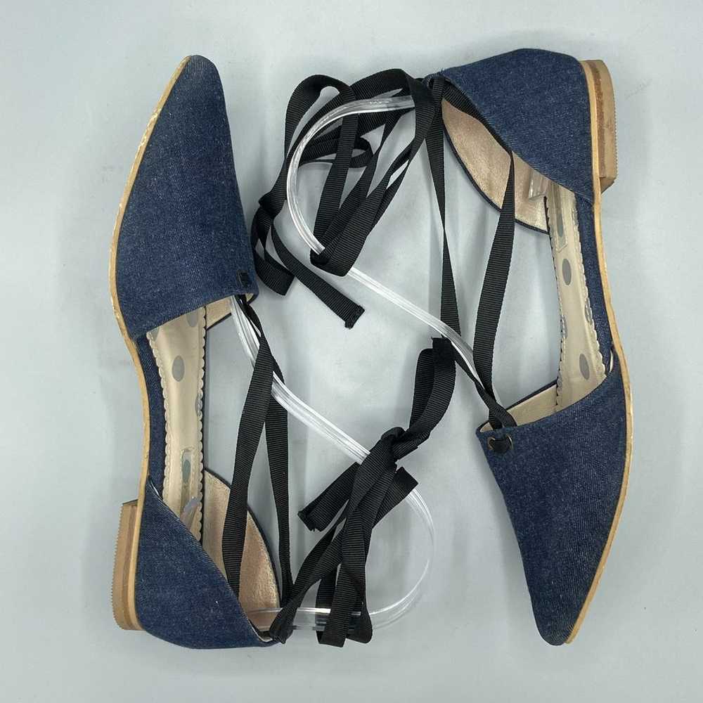 Boden Florence Flats 8 US Denim Pointed Toe Wrap … - image 9