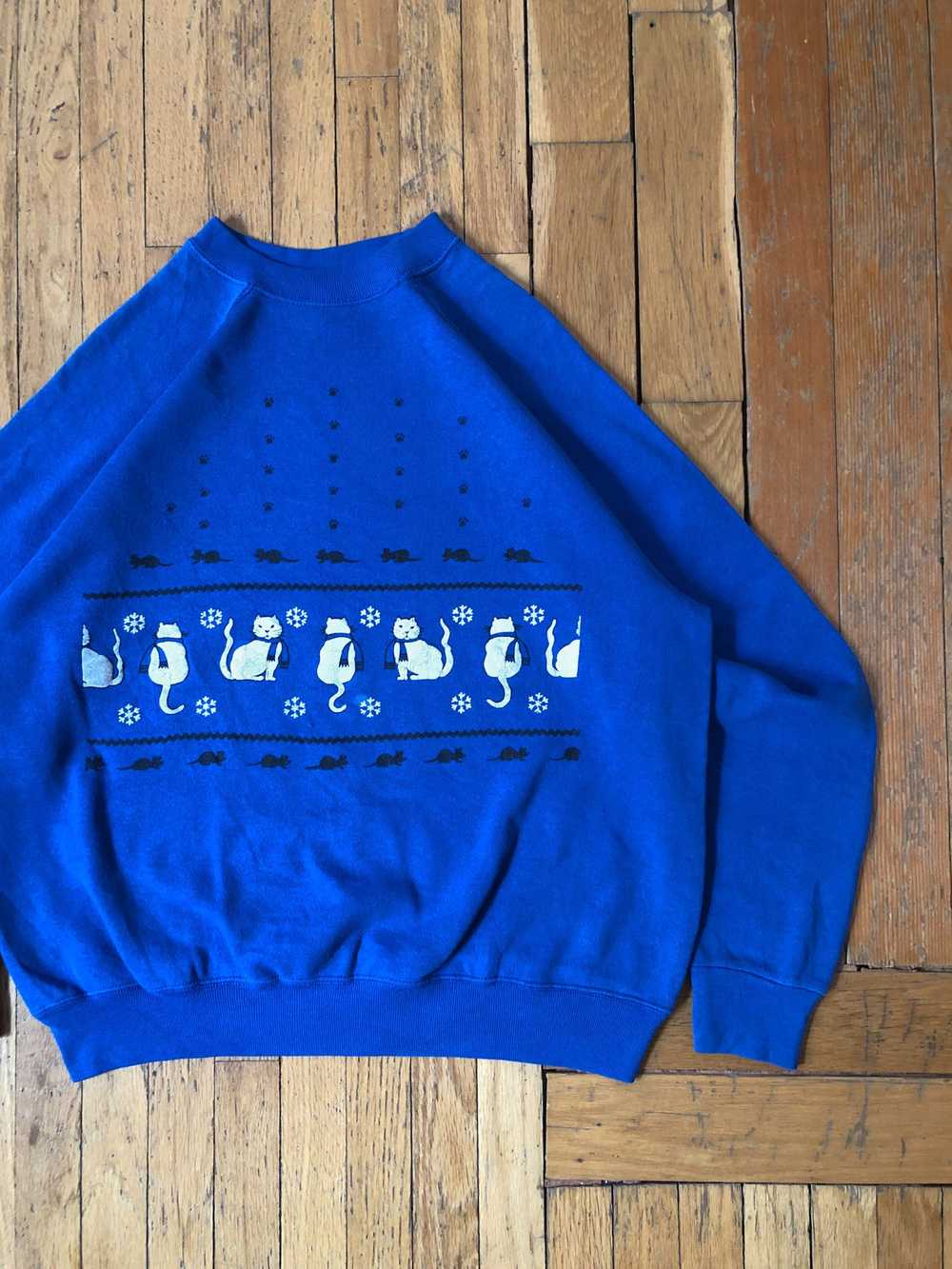 Made In Usa × Vintage 90s Boxy Faded Blue Cat Chr… - image 1