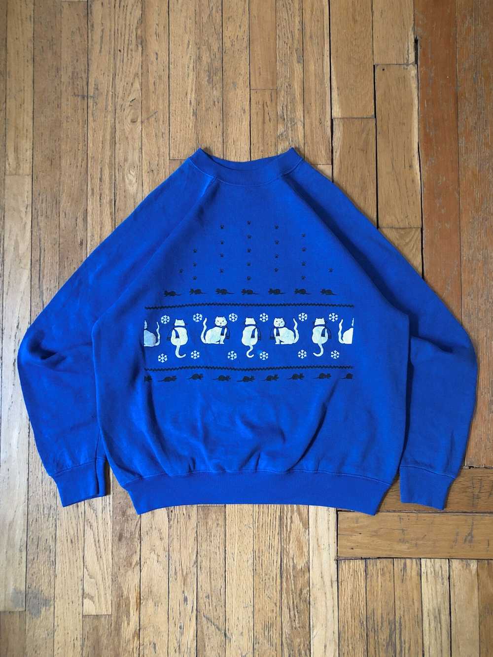 Made In Usa × Vintage 90s Boxy Faded Blue Cat Chr… - image 2