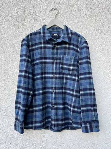 A.P.C. Surchemise Trek Wool Flannel Overshirt Bleu