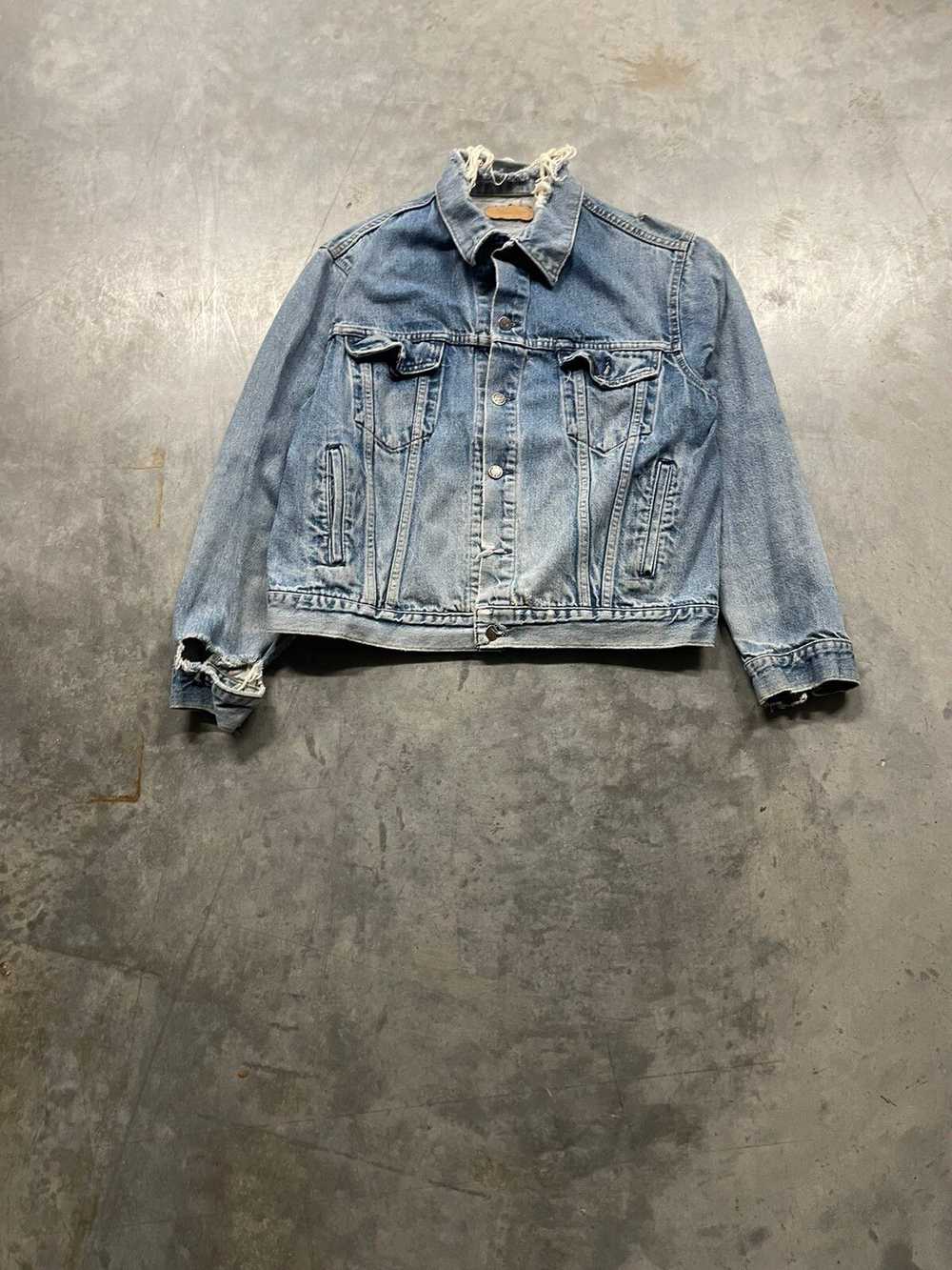 Vintage Vintage Distressed Denim Trucker Jacket - image 1