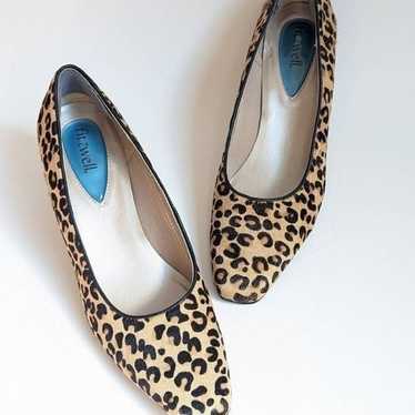 Vintage 90s Pony Calf Hair Leopard Square Pointed… - image 1