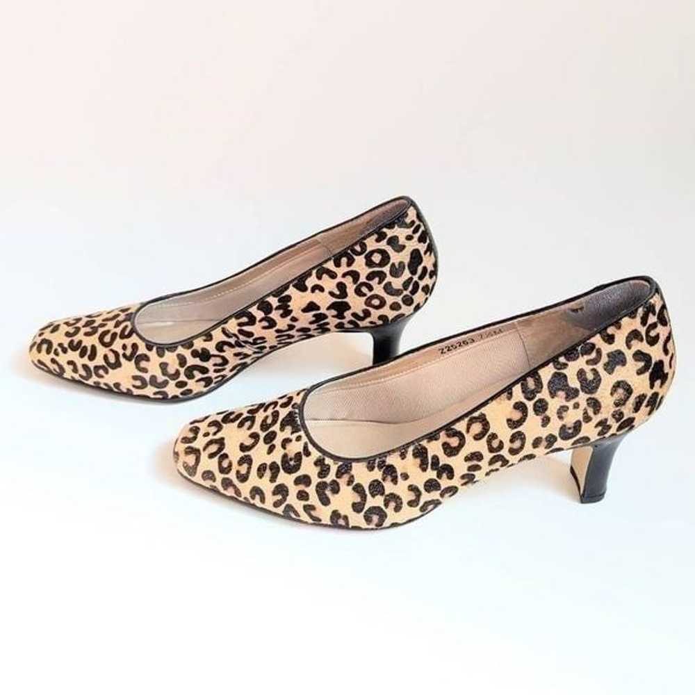 Vintage 90s Pony Calf Hair Leopard Square Pointed… - image 4