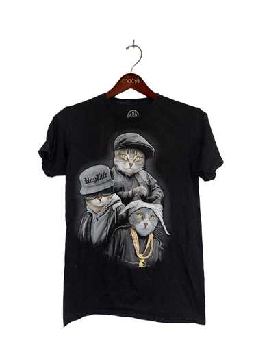 Streetwear Cat Rapper Trio Hug Life Black Cotton T