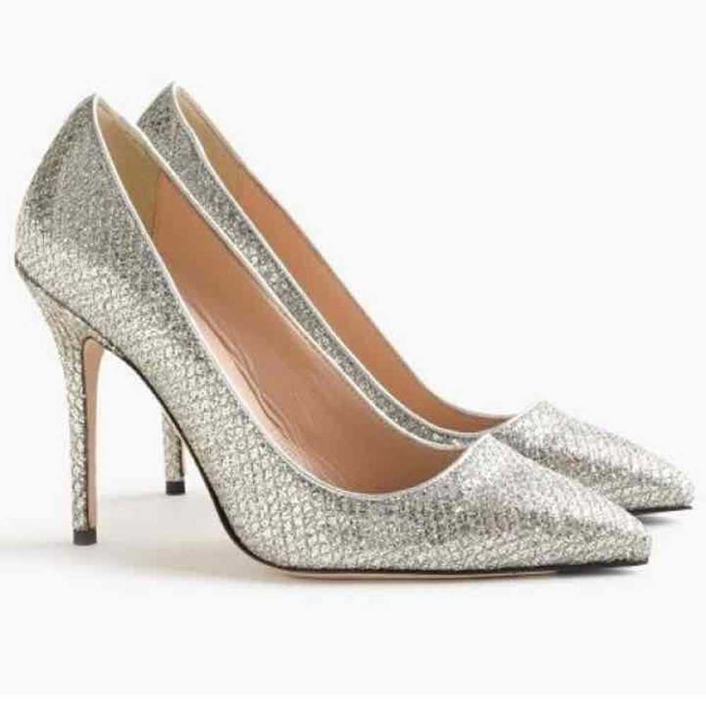 J.Crew Roxie Snakeskin Gold Silver Pumps - image 1