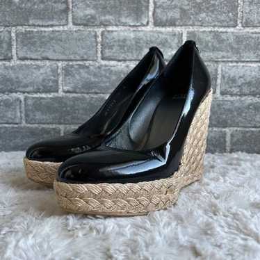 Stuart Weitzman Black Patent Leather Espadrilles … - image 1