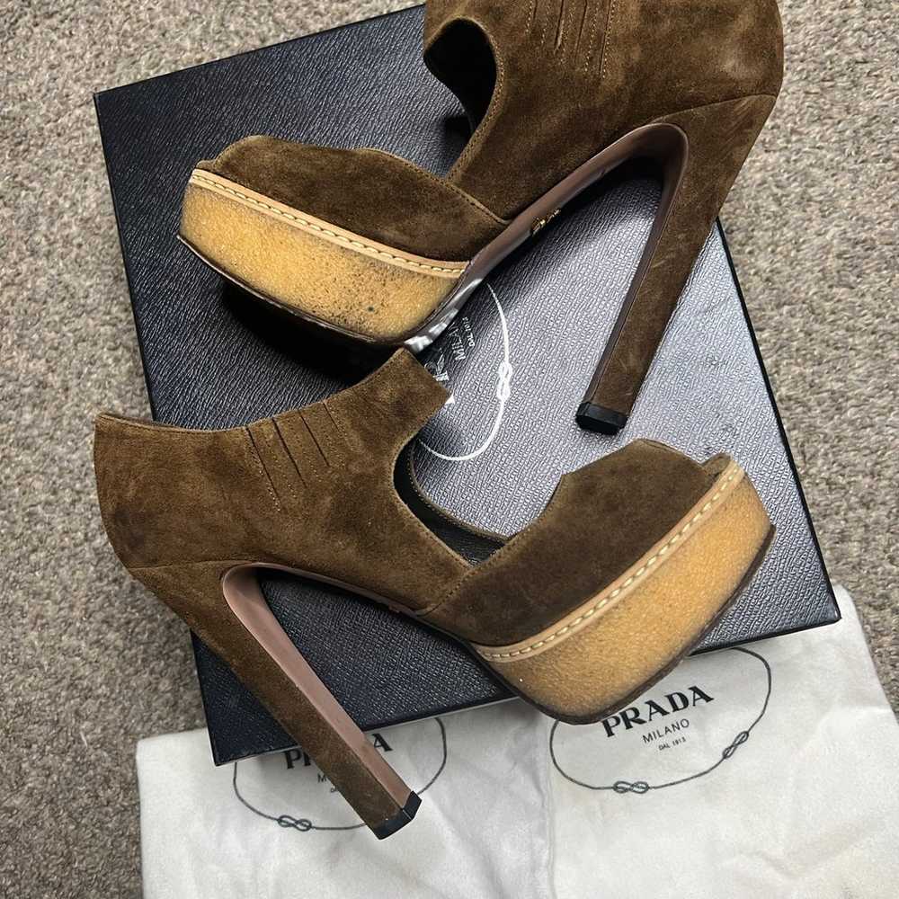 Prada suede brown heels 38 - image 5
