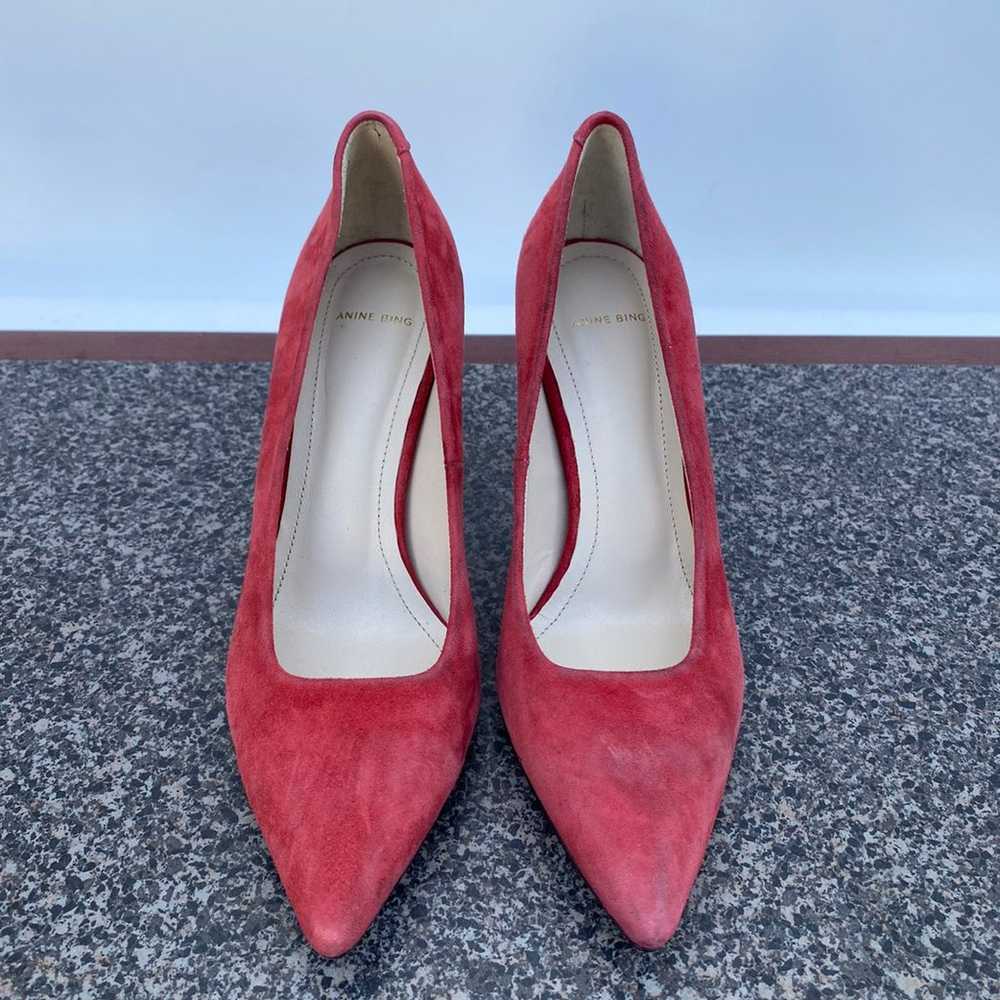 Anine Bing red suede high heel shoes size 37 - image 2