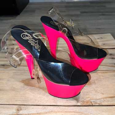 pleaser pink stripper heels size 7