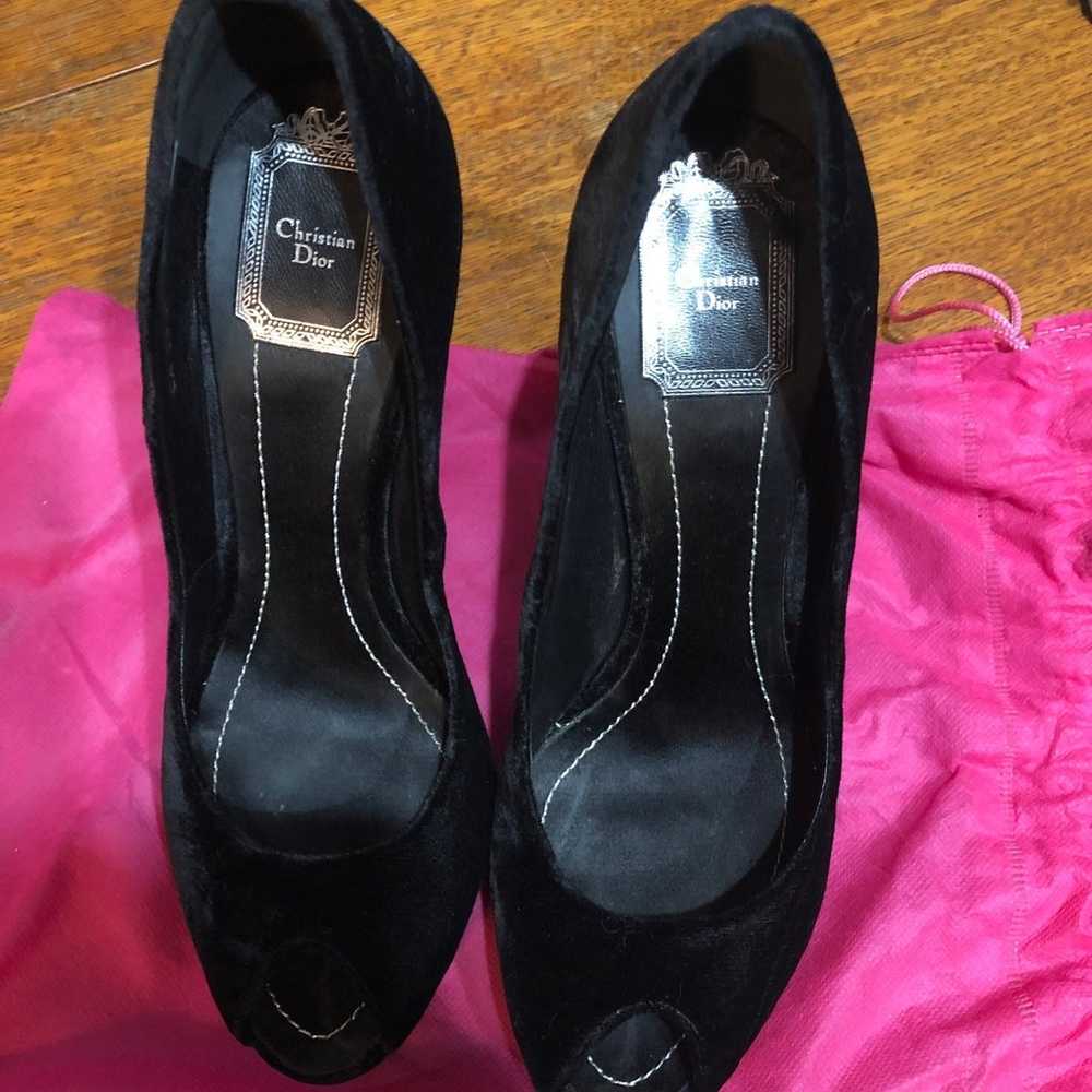 Christian Dior Velvet Peeptoe heels EUC size 38 - image 2