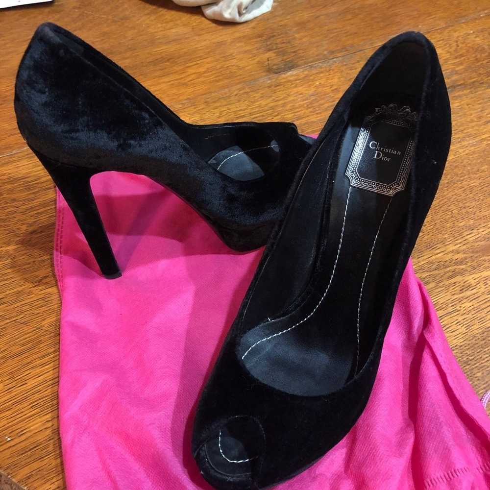 Christian Dior Velvet Peeptoe heels EUC size 38 - image 9
