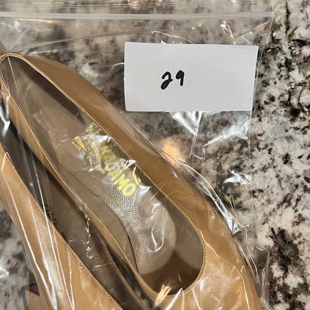 Salvatore Ferragamo Leather Iridescent Beige Pumps - image 11