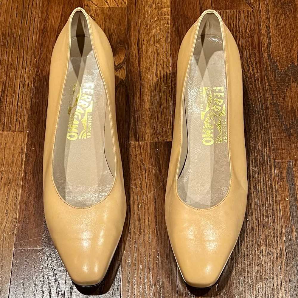 Salvatore Ferragamo Leather Iridescent Beige Pumps - image 3