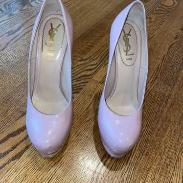 YSL patent leather pink pumps