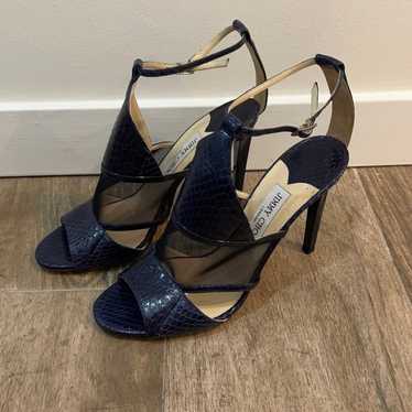 Jimmy Choo Blue Leather Heels sz 40 - image 1