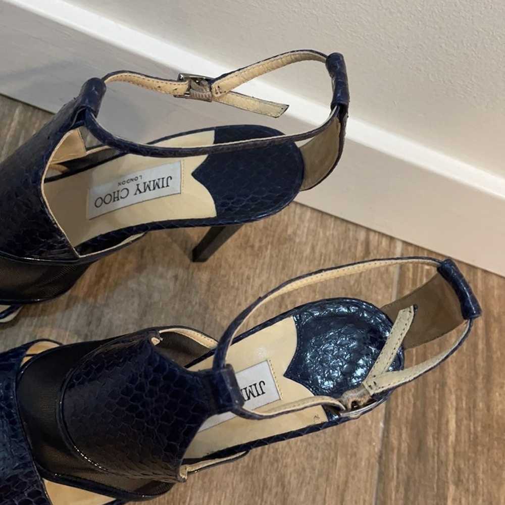 Jimmy Choo Blue Leather Heels sz 40 - image 2