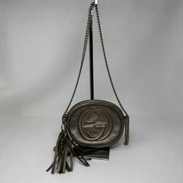Gucci Gucci Soho Linen Round Leather Silver Metal… - image 1