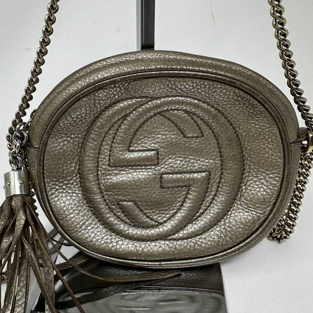 Gucci Gucci Soho Linen Round Leather Silver Metal… - image 2