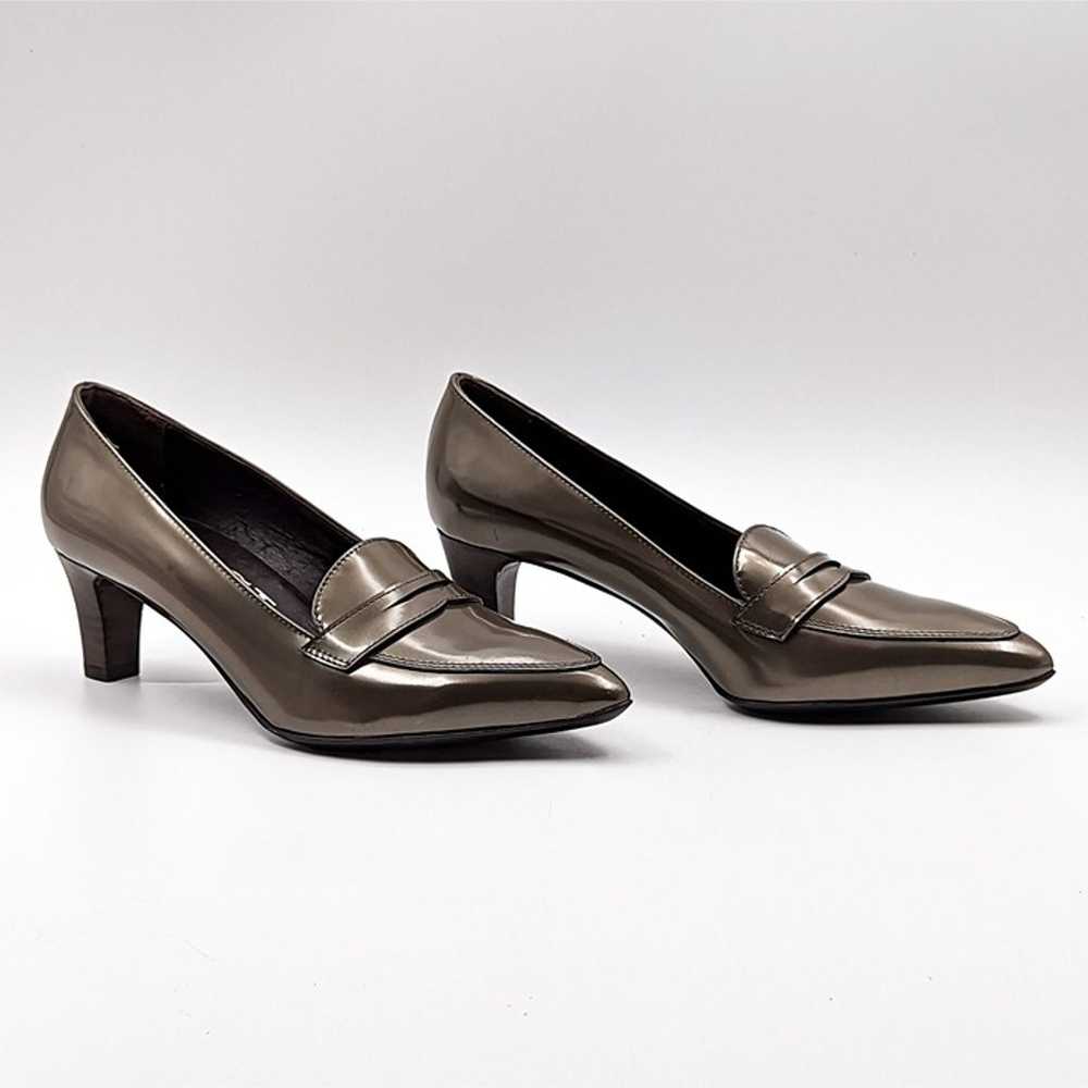 AGL Women Patent Leather Olive Green Solid Dressy… - image 1