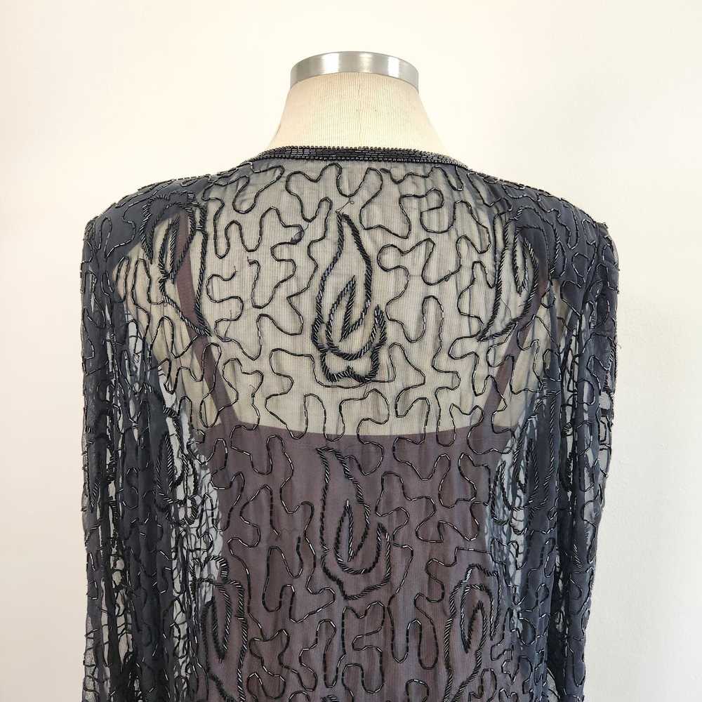 Vintage Beautiful Sheer Beaded Over Shirt XL - image 2