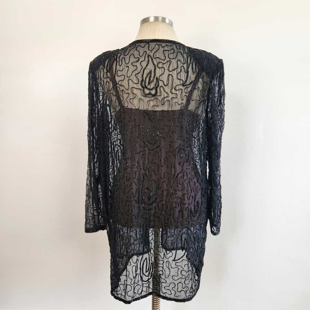 Vintage Beautiful Sheer Beaded Over Shirt XL - image 3