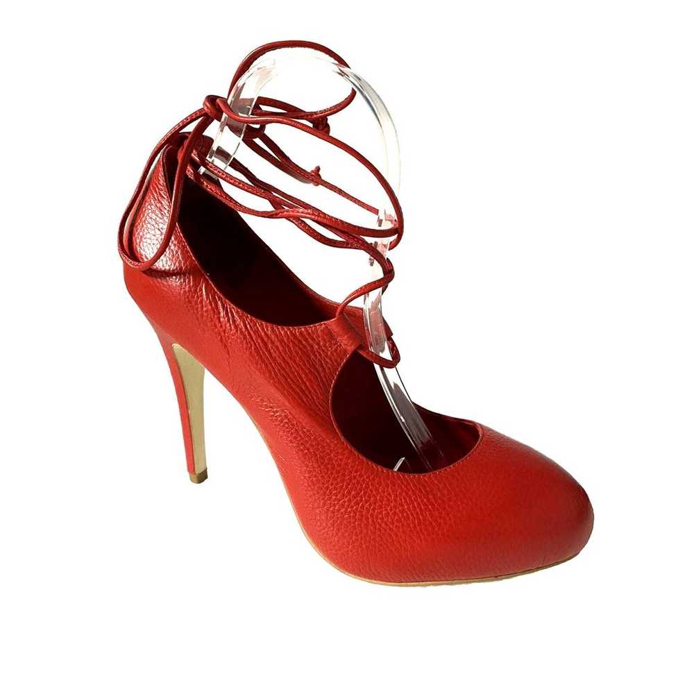 KATHRYN AMBERLEIGH Red Pump Leather 4.5" Heel Alm… - image 1