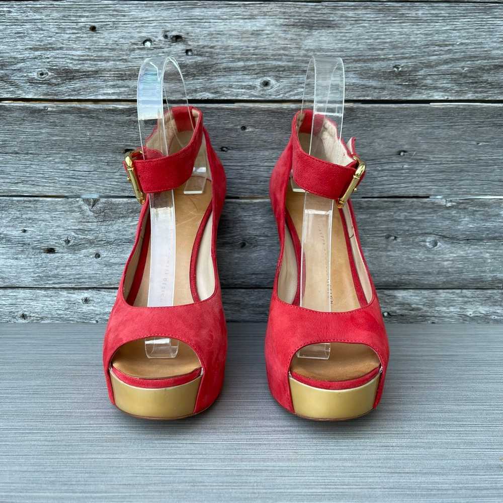 Giuseppe Zanotti Red Suede Wedge Pumps - image 3