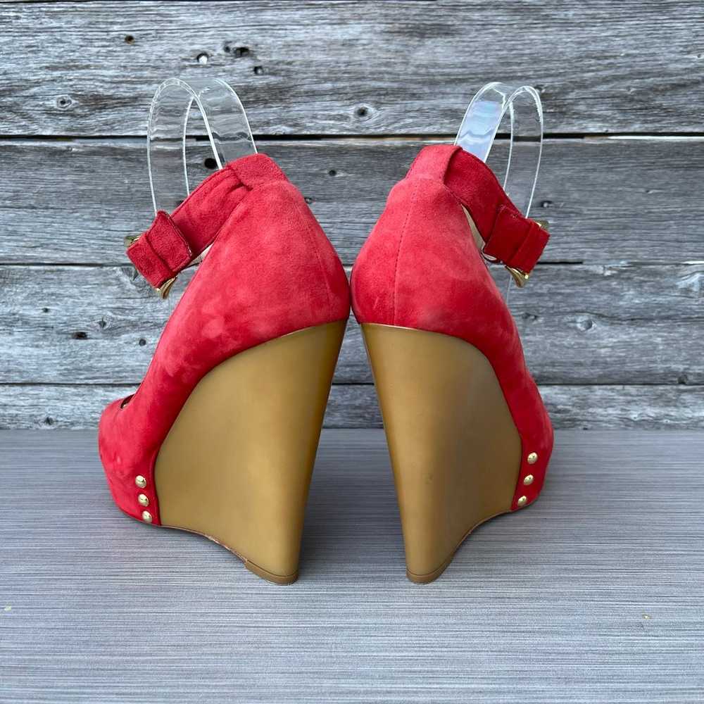 Giuseppe Zanotti Red Suede Wedge Pumps - image 4