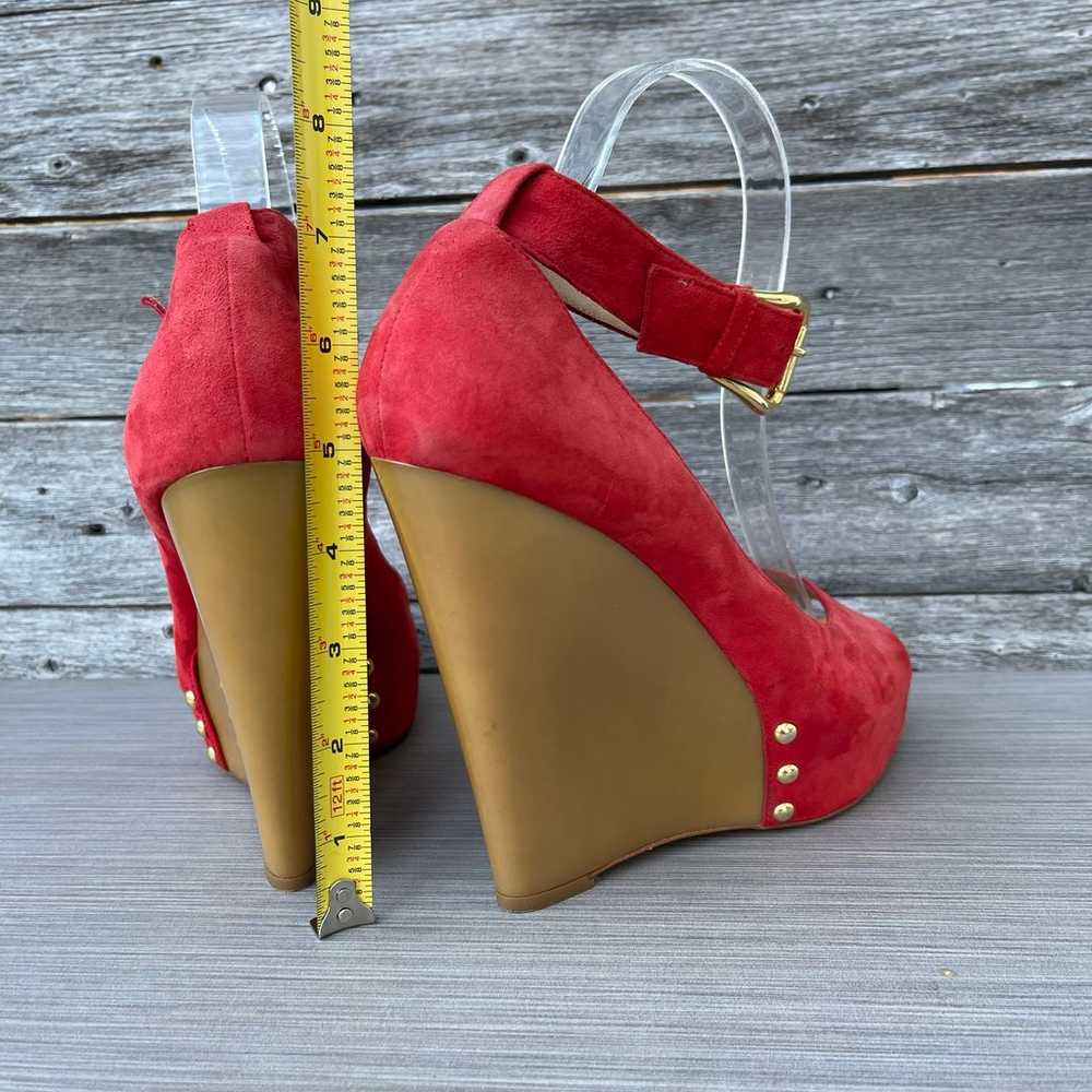 Giuseppe Zanotti Red Suede Wedge Pumps - image 8