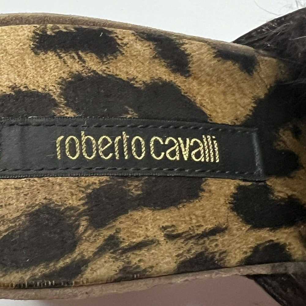 ROBERTO CAVALLI Studded Platform Fur Trim Suede C… - image 9