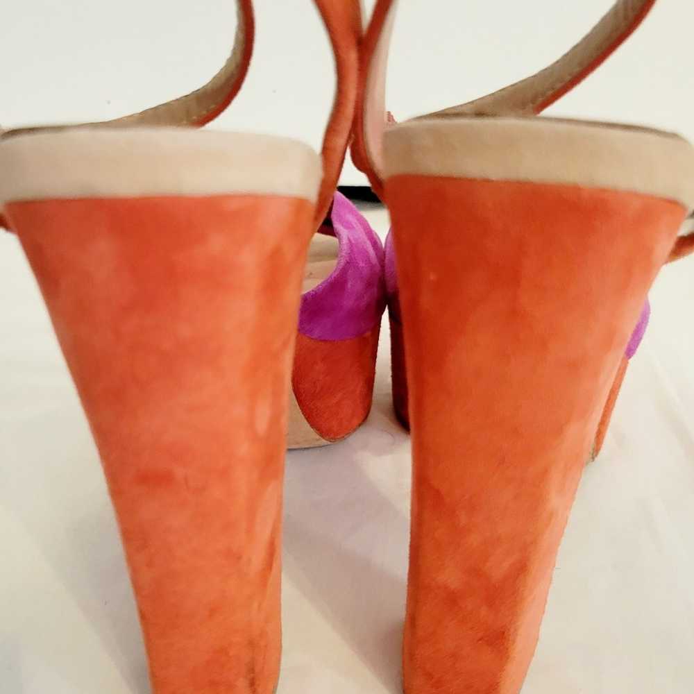 Brian Atwood suede orange pink platform knot fron… - image 12