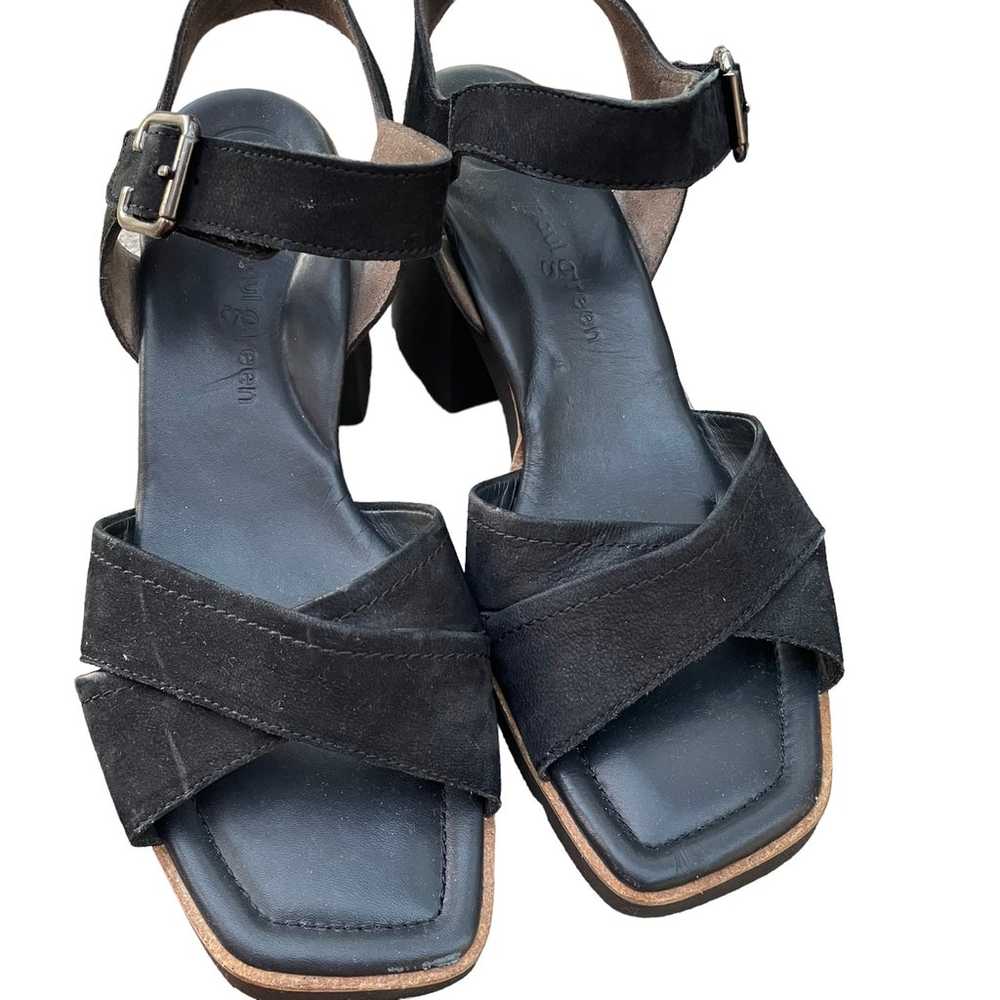 Women Paul Green Leora Black Leather Block Sandal… - image 2