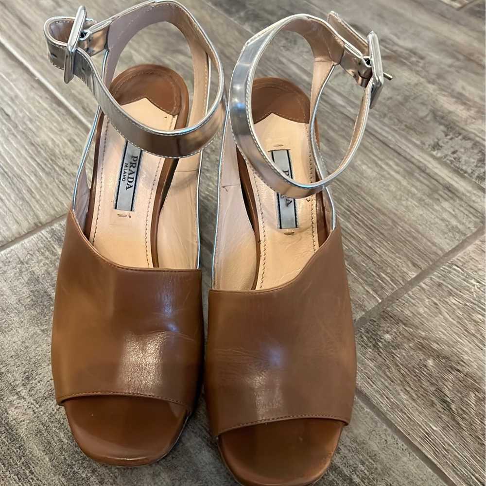 Prada leather block heels sz 36.5 - image 1