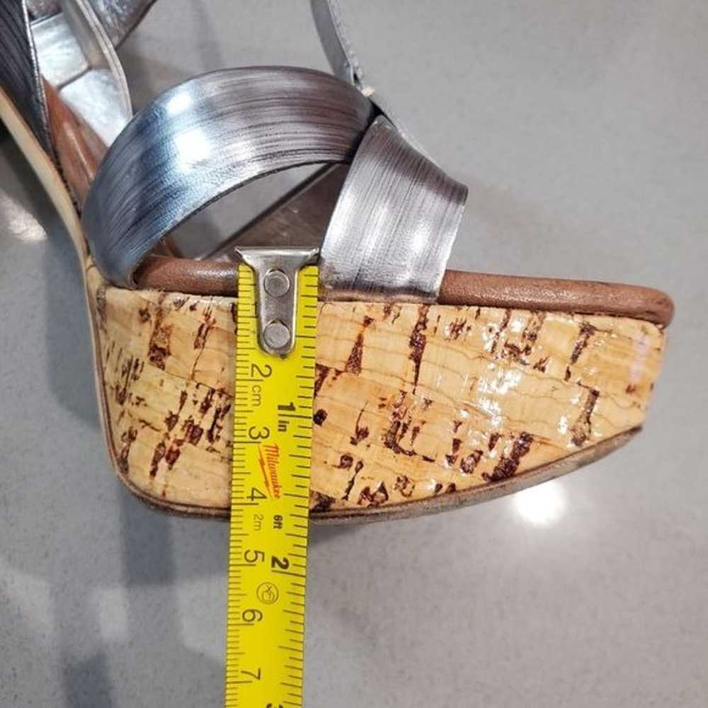 MIU MIU Metal Scratch Platform Sandals Heels in S… - image 5
