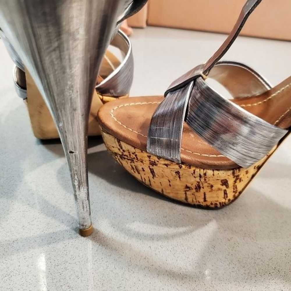 MIU MIU Metal Scratch Platform Sandals Heels in S… - image 9