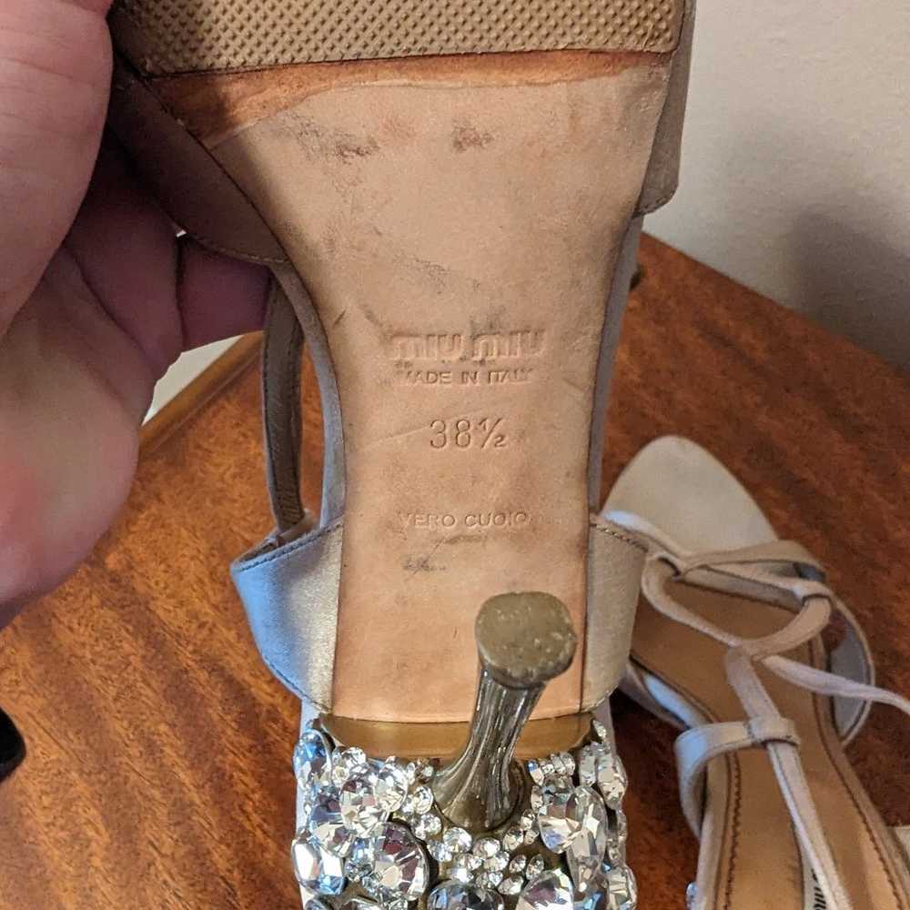 MIU MIU slingback satin crystal stiletto sandal h… - image 12